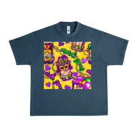 Midnight Navy Mardi gras gnomies seamless pattern Urban Heavy Tee - BundleAndBundleShop