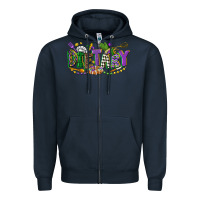 Navy dietary mardi gras Zipper Hoodie - CowGirlArtShop