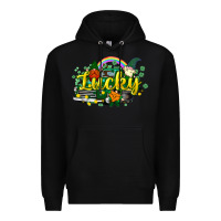 Black lucky gnomes truck St. Patrick's Premium Hoodie - HowdyJamesFarm