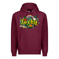 Burgundy lucky gnomes truck St. Patrick's Premium Hoodie - HowdyJamesFarm
