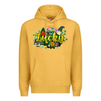 Mustard lucky gnomes truck St. Patrick's Premium Hoodie - HowdyJamesFarm