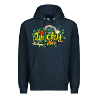 Navy lucky gnomes truck St. Patrick's Premium Hoodie - HowdyJamesFarm