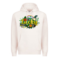 Pale Pink lucky gnomes truck St. Patrick's Premium Hoodie - HowdyJamesFarm