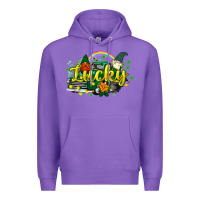 Purple lucky gnomes truck St. Patrick's Premium Hoodie - HowdyJamesFarm
