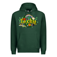 Sports Green lucky gnomes truck St. Patrick's Premium Hoodie - HowdyJamesFarm