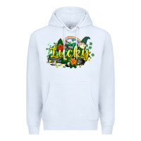 White lucky gnomes truck St. Patrick's Premium Hoodie - HowdyJamesFarm