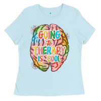 Baby Blue going to therapy is cool Ladies Tee - NancyCooperArtShop