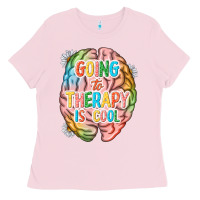 Bubblegum Pink going to therapy is cool Ladies Tee - NancyCooperArtShop