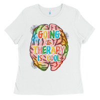 White going to therapy is cool Ladies Tee - NancyCooperArtShop