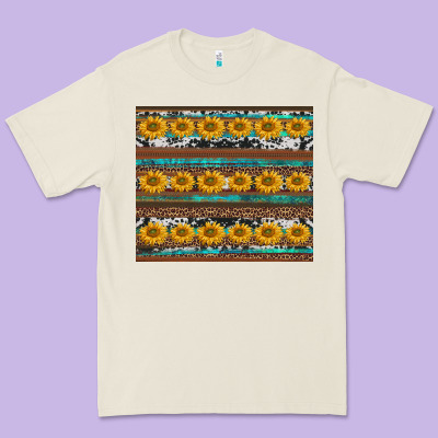 Sunflowers Leopard Cowhide Turquoise Premium Tee Designed By Barkaloodesign