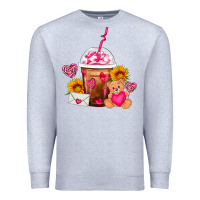 Heather Grey Valentines Day Frappe Coffee Premium Sweatshirt - FaDigitalArtStudio