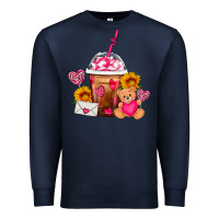 Navy Valentines Day Frappe Coffee Premium Sweatshirt - FaDigitalArtStudio