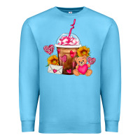 Ocean Blue Valentines Day Frappe Coffee Premium Sweatshirt - FaDigitalArtStudio