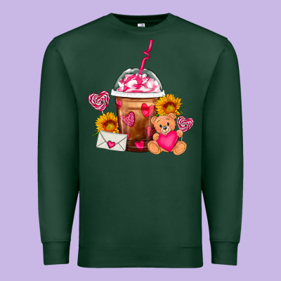 Valentines Day Frappe Coffee Premium Sweatshirt Designed By Fadigitalartstudio