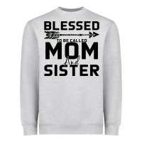 Heather Grey Blessed Mom And Sister Heavyweight Sweatshirt - Bettercallsaul