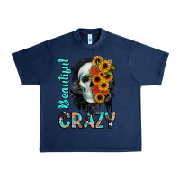 Navy beautiful crazy skull Urban Heavy Tee - JahusDesignShop