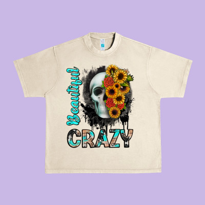 Beautiful Crazy Skull Urban Heavy Tee Designed By Jahusdesignshop