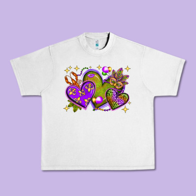 Mardi Gras Hearts Urban Heavy Tee Designed By Bundleandbundleshop