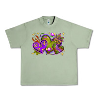 Oil Green Mardi Gras Hearts Urban Heavy Tee - BundleAndBundleShop