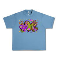 Pebble Blue Mardi Gras Hearts Urban Heavy Tee - BundleAndBundleShop
