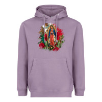 Lavender Our Lady Of Guadalupe Mexican Flag Cactus Roses Heavyweight Hoodie - FaDigitalArtStudio