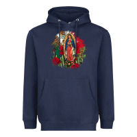 Our Lady Of Guadalupe Mexican Flag Cactus Roses Heavyweight Hoodie | Teevron