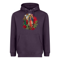 Plum Our Lady Of Guadalupe Mexican Flag Cactus Roses Heavyweight Hoodie - FaDigitalArtStudio