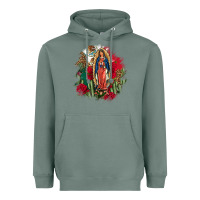 Sage Our Lady Of Guadalupe Mexican Flag Cactus Roses Heavyweight Hoodie - FaDigitalArtStudio