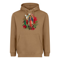 Toasted Coconut Our Lady Of Guadalupe Mexican Flag Cactus Roses Heavyweight Hoodie - FaDigitalArtStudio