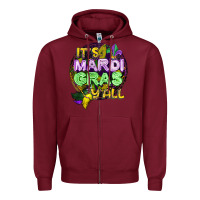 Burgundy its mardi gras yall Zipper Hoodie - CowGirlArtShop