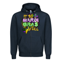 Navy its mardi gras yall Zipper Hoodie - CowGirlArtShop