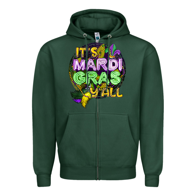Its Mardi Gras Yall Zipper Hoodie by CowGirlArtShop | Teevron
