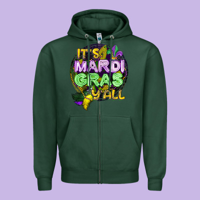 Its Mardi Gras Yall Zipper Hoodie Designed By Cowgirlartshop