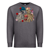 Charcoal Heather Skeleton couple Valentine's Day Premium Sweatshirt - FaDigitalArtStudio