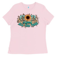 Bubblegum Pink god is good all the time Ladies Tee - NancyCooperArtShop