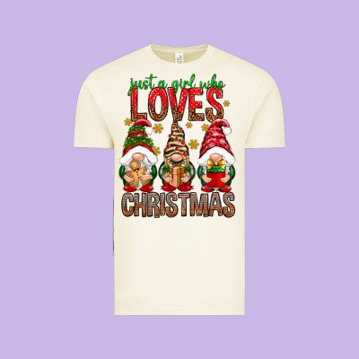 Just A Girl Who Loves Christmas Vintage Tee Designed By Nancycooperartshop