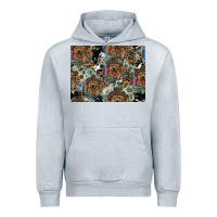Heather Grey Dog Pattern Urban Hoodie - CowhideDigitalArt