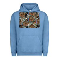 Pigment Pebble Blue Dog Pattern Urban Hoodie - CowhideDigitalArt