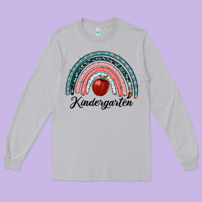Kindergarten Rainbow Long Sleeve Tee Designed By Ranaportraitstore