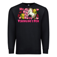 Black My first Valentine's Day Unicorn Premium Sweatshirt - FaDigitalArtStudio