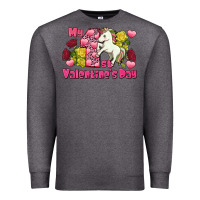 Charcoal Heather My first Valentine's Day Unicorn Premium Sweatshirt - FaDigitalArtStudio