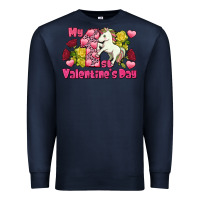 Navy My first Valentine's Day Unicorn Premium Sweatshirt - FaDigitalArtStudio