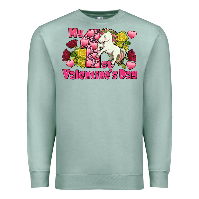 My First Valentine's Day Unicorn Premium Sweatshirt by FaDigitalArtStudio | Teevron