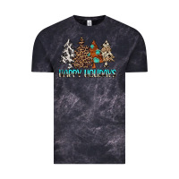 Cloud Black Happy Holidays Trees Vintage Tee - MaliasSmallBusiness