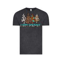 Vintage Black Happy Holidays Trees Vintage Tee - MaliasSmallBusiness