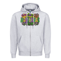 Heather Grey happy mardi gras yall Zipper Hoodie - CowGirlArtShop
