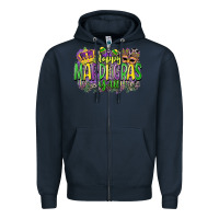 Navy happy mardi gras yall Zipper Hoodie - CowGirlArtShop