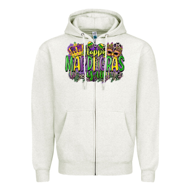 Happy Mardi Gras Yall Zipper Hoodie by CowGirlArtShop | Teevron