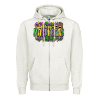 Oatmeal Heather happy mardi gras yall Zipper Hoodie - CowGirlArtShop