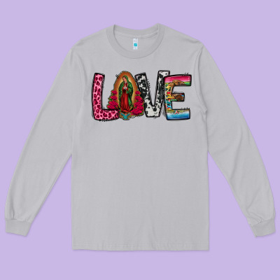 Our Lady Of Guadalupe Love Long Sleeve Tee Designed By Jasminsmagicworld